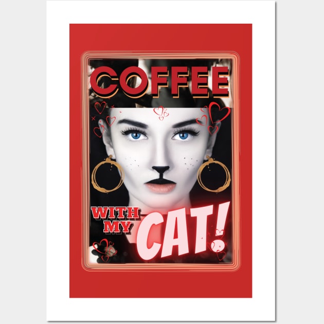 Coffee With My Cat Wall Art by Persius Vagg